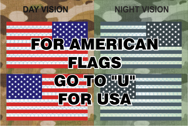 AMERICAN FLAGS ARE UNDER U FOR USA